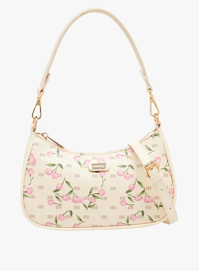 ميسي Cherry Print Shoulder Bag With Detachable Strap